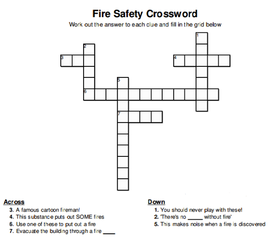 Fire Safety Crossword