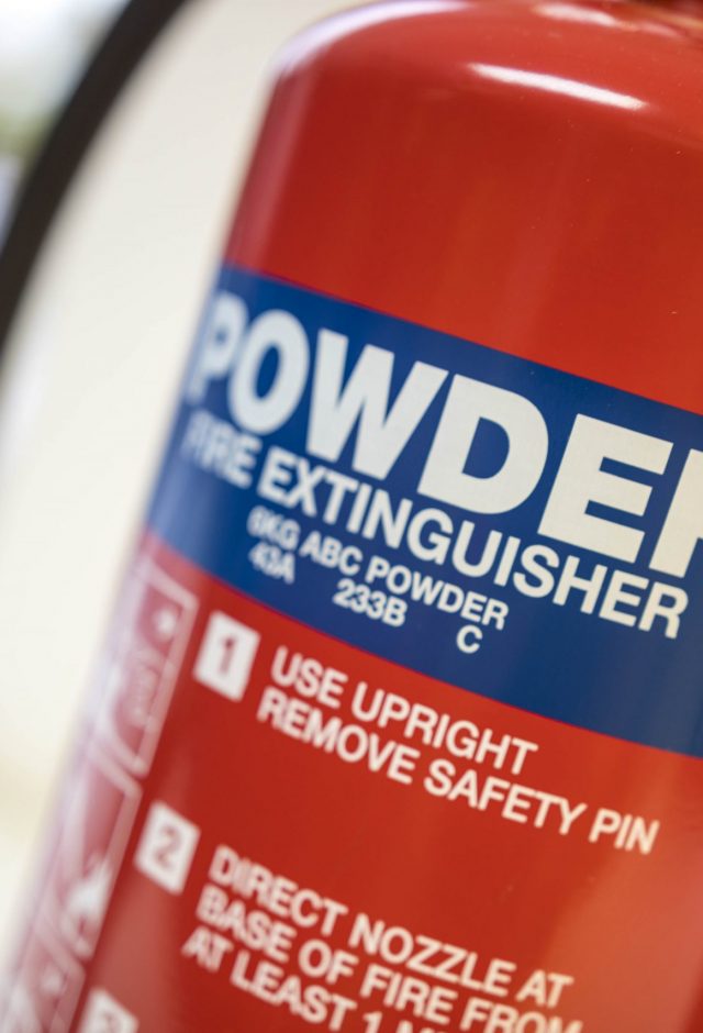 A powder fire extinguisher